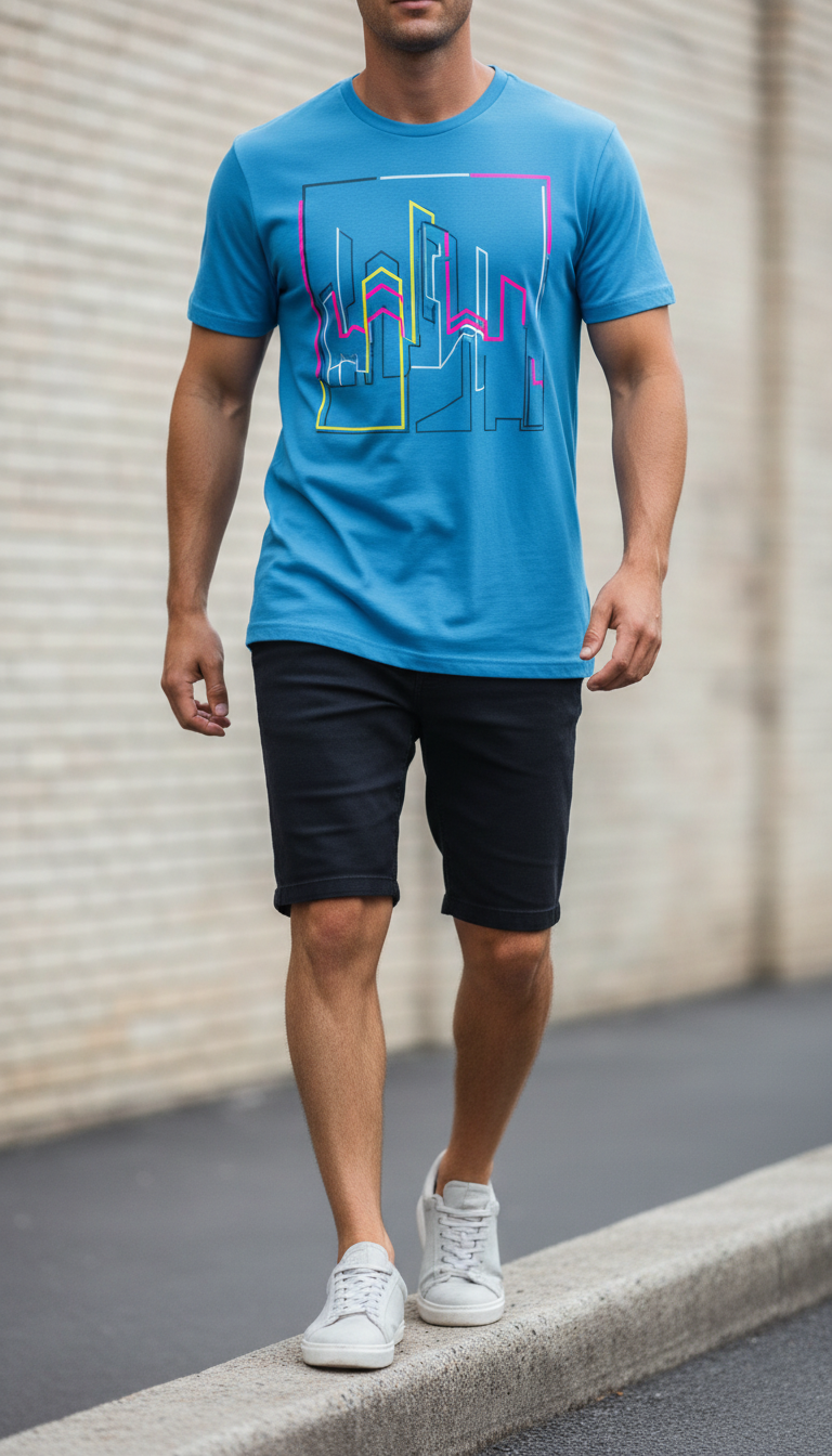 Skyline Blue Graphic Tee